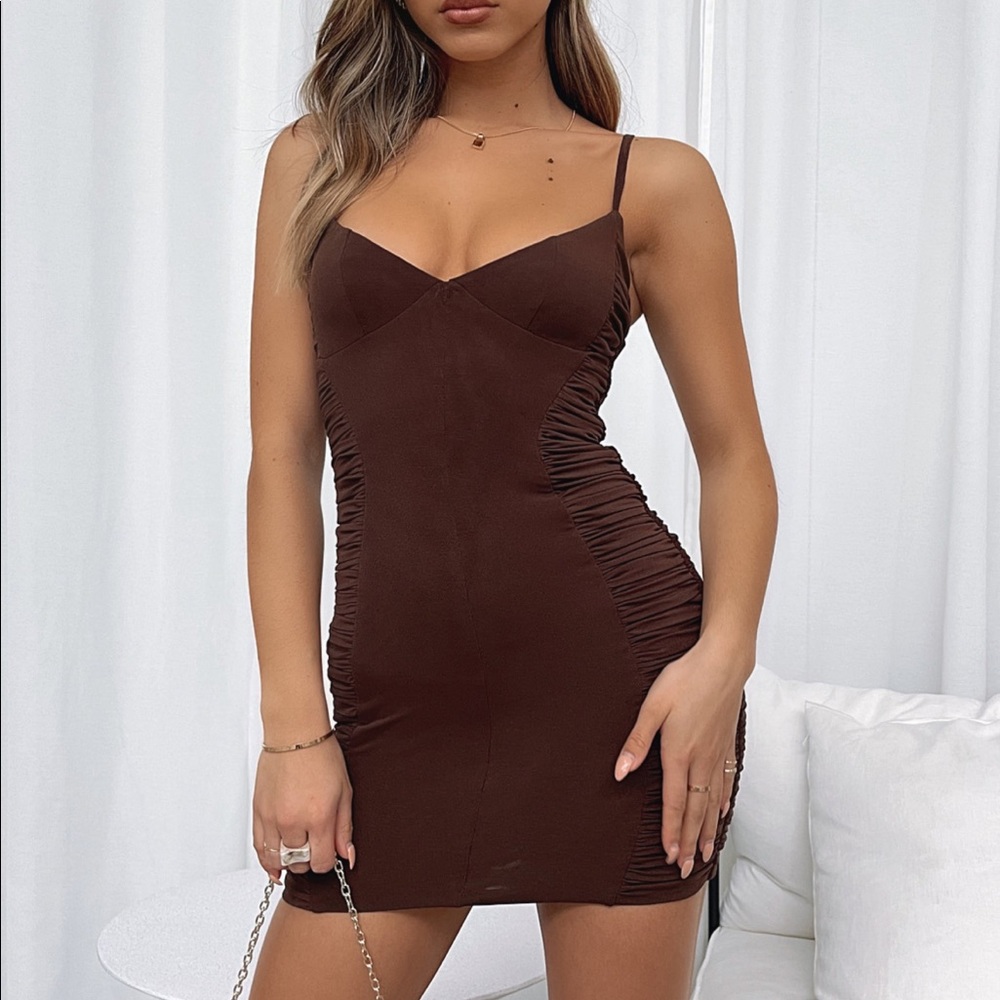 NWT White fox boutique brown dress sz small